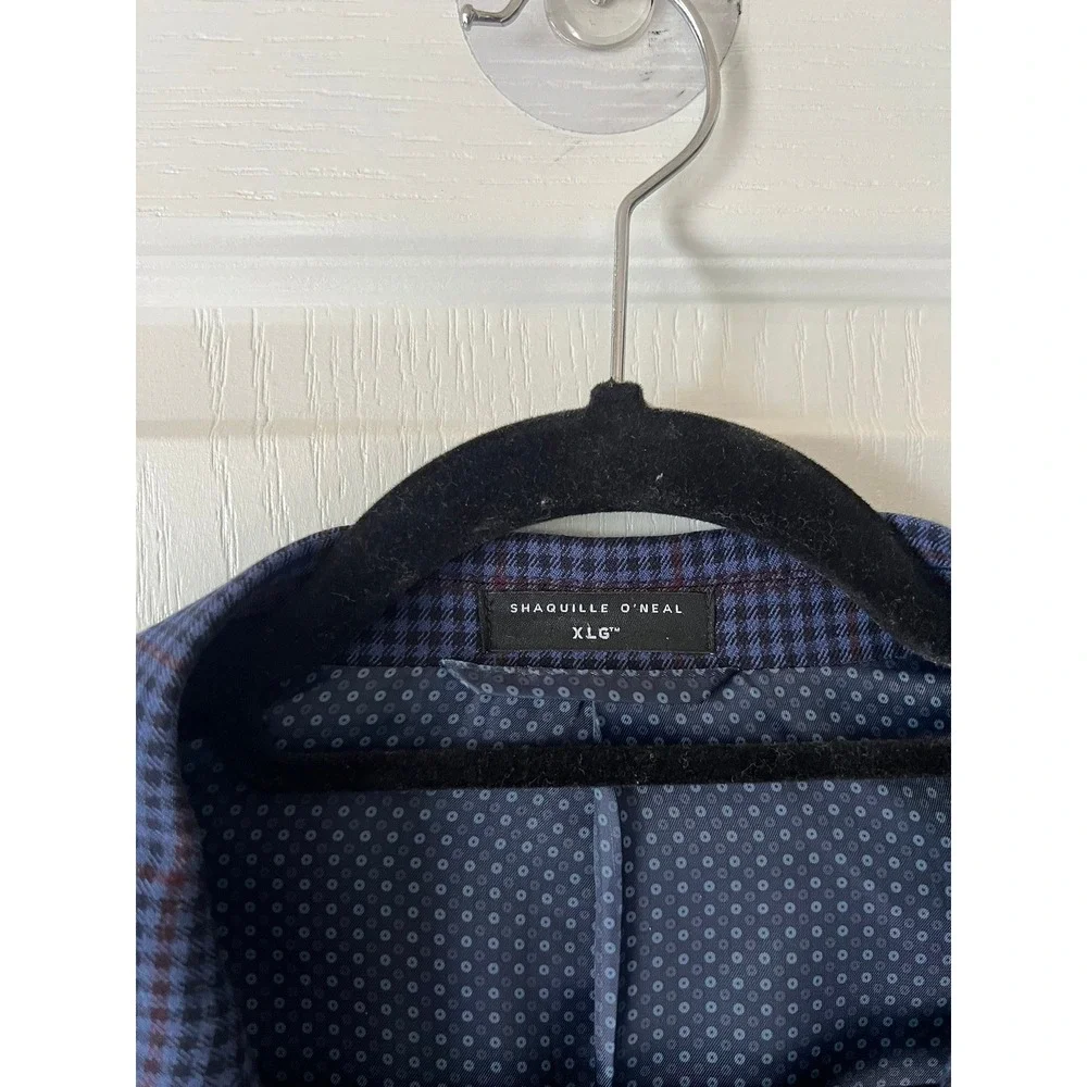 Shaquille‎ O'Neal XLG Blue Burgundy Houndstooth Blazer Sport Coat Men's Size XLG